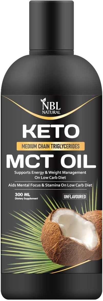 زيت ام سي تي عضوي طبيعي من جوز الهند (300 مل) من ان بي ال - وقود كيتو للدماغ والجسم - غير منكه، نباتي وخالي من الجلوتين ومنتجات الالبان - زيت جوز الهند الممتاز لدعم الطاقة العقلية، مكمل غذائي