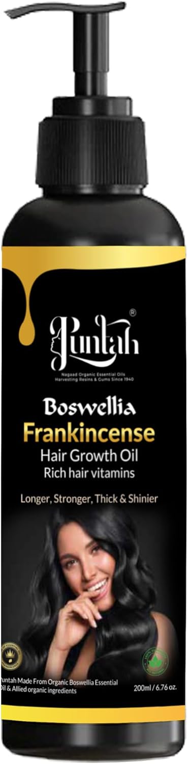 Frankincense Hair Growth Oil 200ml, USDA Organic, Organic Blend with Rosemary, Blackseed & Coconut Oil – Supports Thicker, Stronger Hair – For All Hair Types.