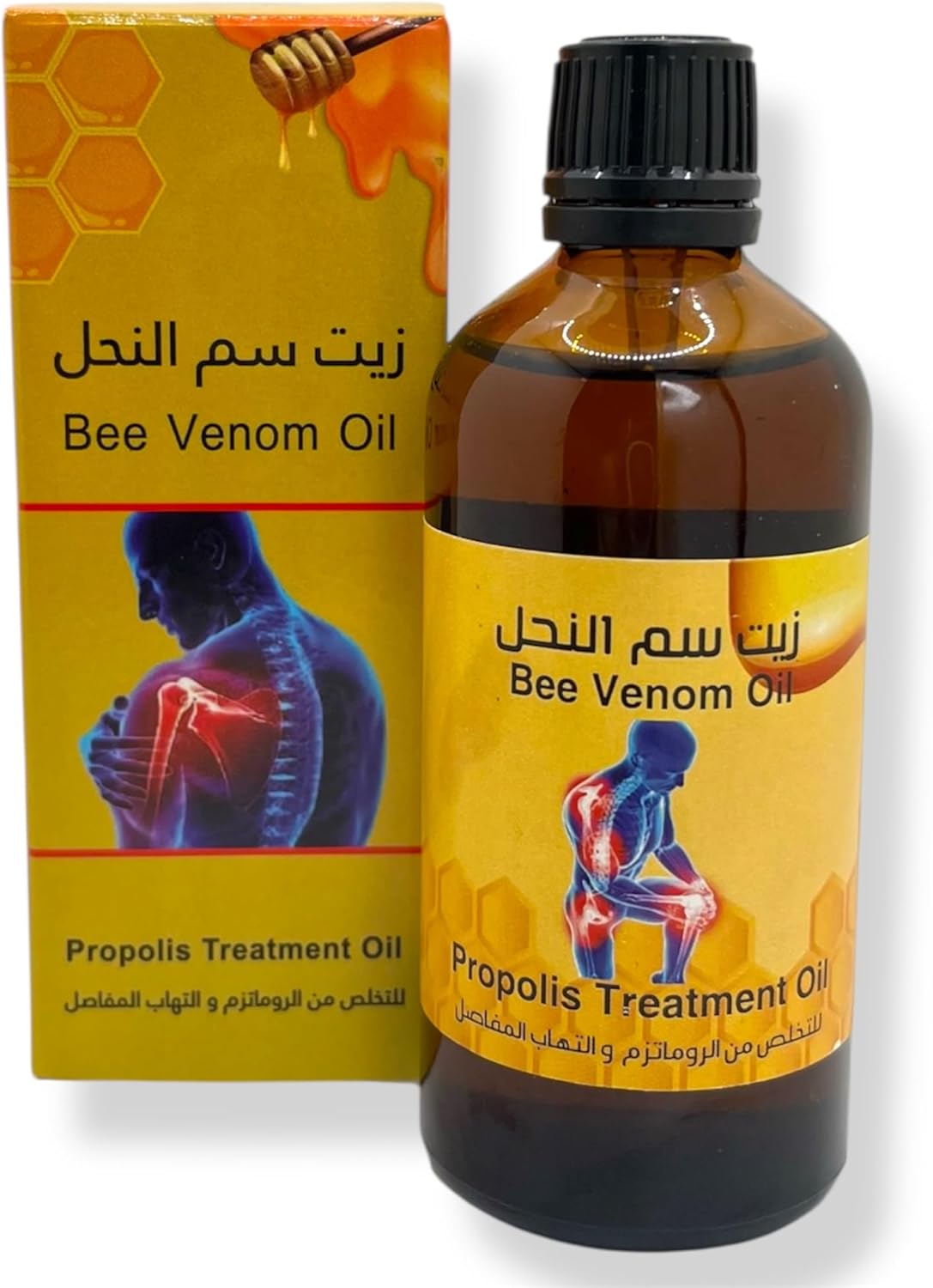 زيت سم النحل - يساعد في التواء الركبة وتمزق الغضروف المفصلي وتلف العظام - يهدئ الم أسفل الظهر والرقبة والكتف - دعم المفاصل والقرص والفقرات - يخفف من تشنجات العضلات والتوتر - طبيعي 100%