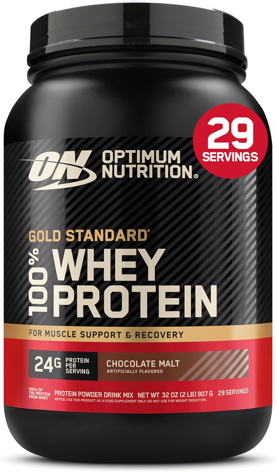 مسحوق بروتين مصل اللبن جولد ستاندرد 100% من اوبتيموم نيوتريشن، 24 غرام من البروتين لدعم العضلات واستعادتها - ايس كريم فانيليا، 2 باوند، 29 حصة (899 غرام)