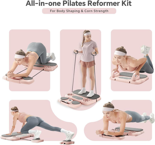 SHIJING Portable 7-in-1 Pilates Reformer Set with Resistance Bands, Foldable Pilates Board for Core & Full Body Workout