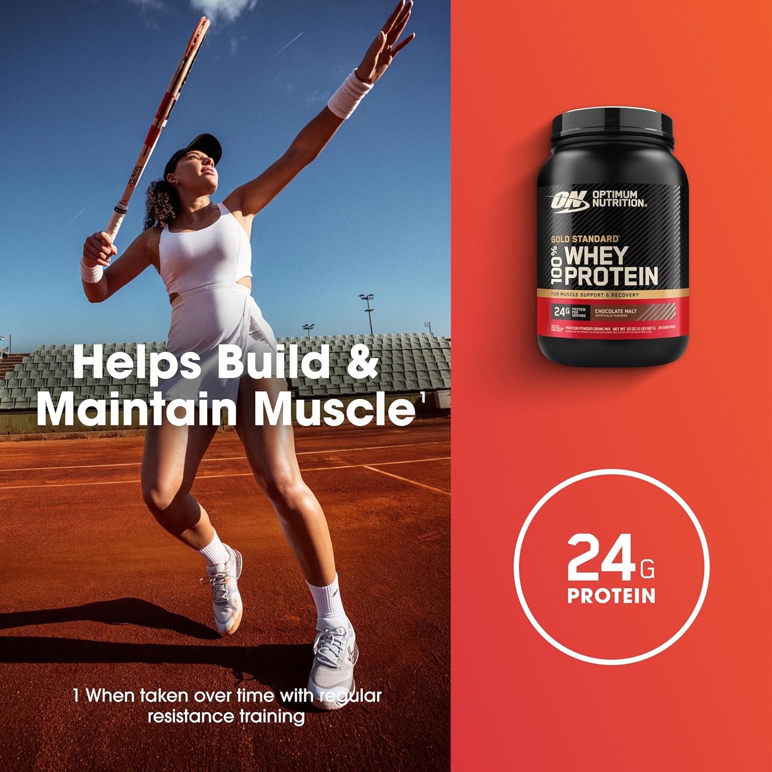 مسحوق بروتين مصل اللبن جولد ستاندرد 100% من اوبتيموم نيوتريشن، 24 غرام من البروتين لدعم العضلات واستعادتها - ايس كريم فانيليا، 2 باوند، 29 حصة (899 غرام)