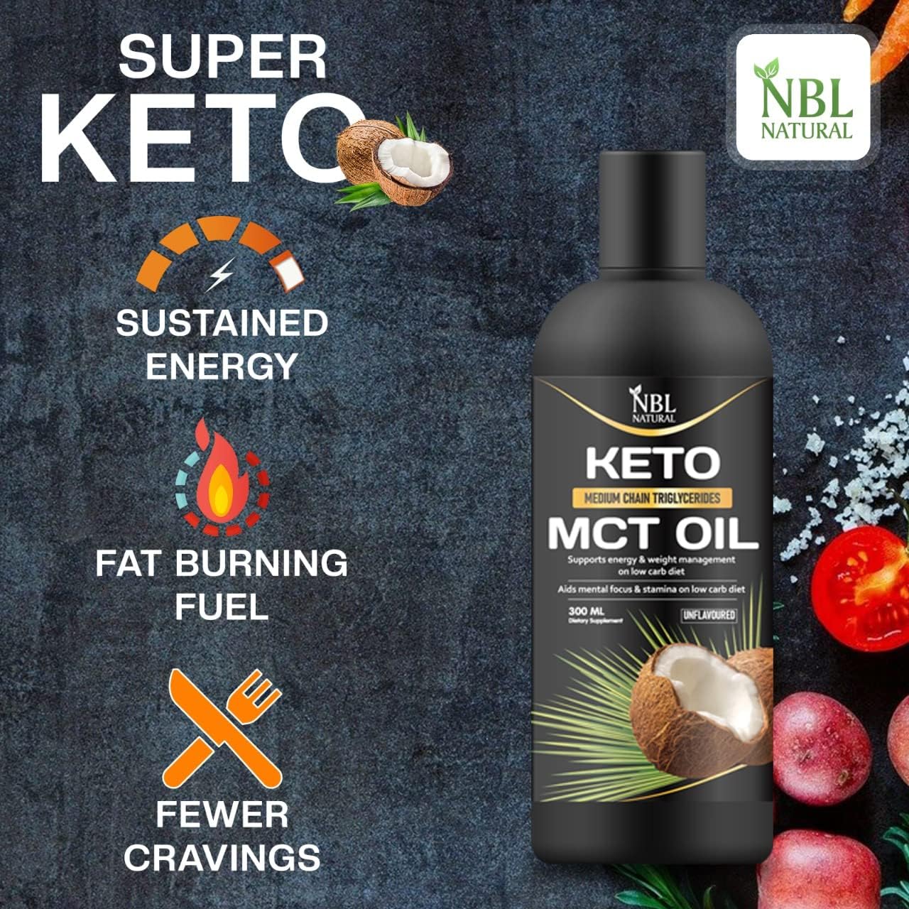 زيت ام سي تي عضوي طبيعي من جوز الهند (300 مل) من ان بي ال - وقود كيتو للدماغ والجسم - غير منكه، نباتي وخالي من الجلوتين ومنتجات الالبان - زيت جوز الهند الممتاز لدعم الطاقة العقلية، مكمل غذائي