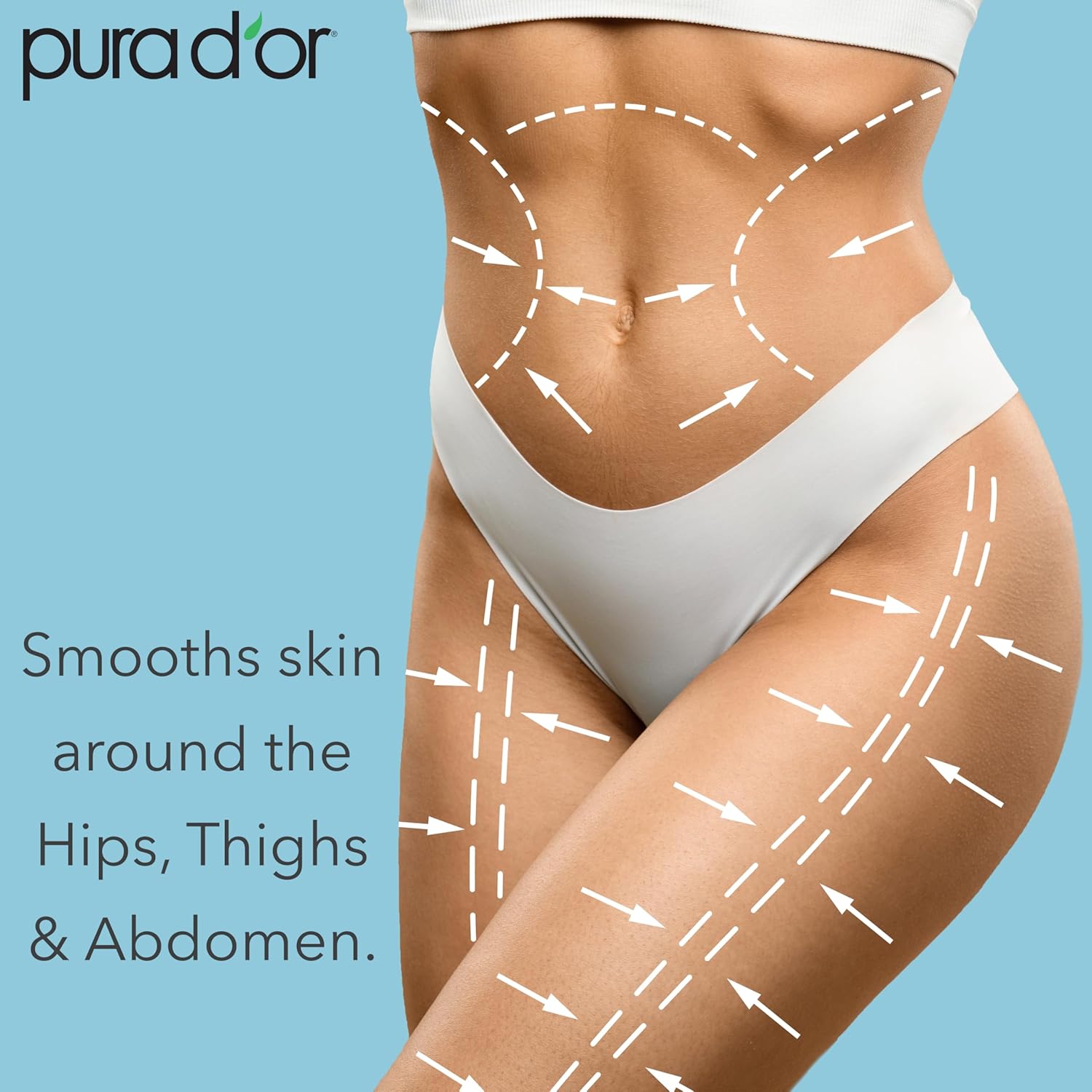 بيورا دور زيت تدليك عضوي مضاد للسيلوليت سعة 16 اونصة - زيت قشر الليمون والمورينجا وبذور العنب والجريب فروت وزيوت الاوكالبتوس - لشد البشرة والافراد النشطين وكبار السن